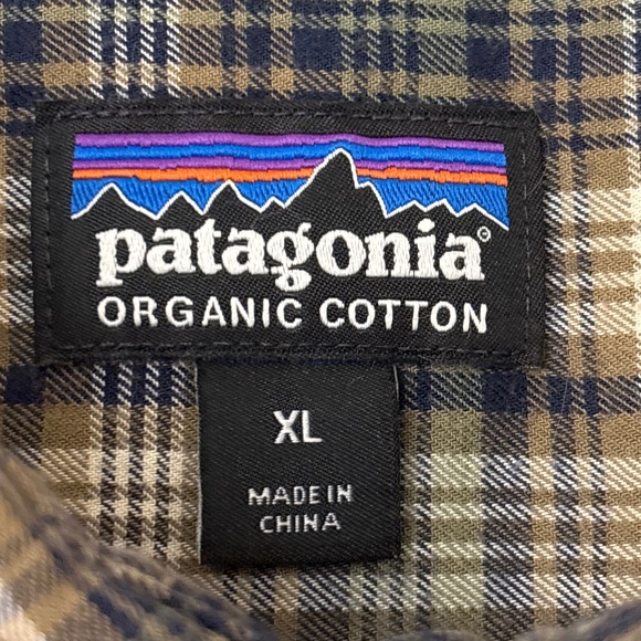 Patagonia Men's Long-Sleeved Organic Cotton Plaid Green and Gold Shirt Size XL - Picture 3 of 6